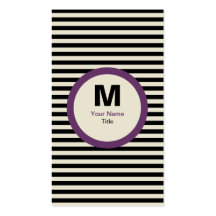 Carte de visite moderne de monogramme de rayure - 