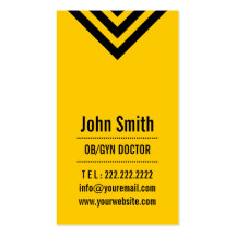 Carte de visite noir et jaune moderne d'OB/GYN