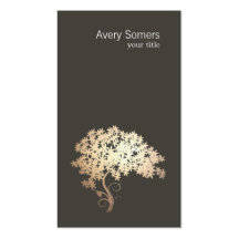 Carte de visite noir simple d'arbre élégant d'or