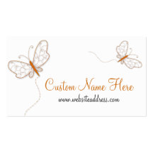 Carte de visite orange de papillons de Whimiscal