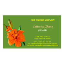 carte de visite orange de vert de fleur de lis