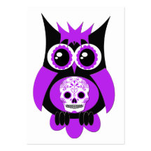 Carte de visite pourpre de hibou de crâne de sucre