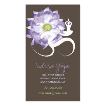 Carte de visite pourpre de zen de l'OM de yoga de 
