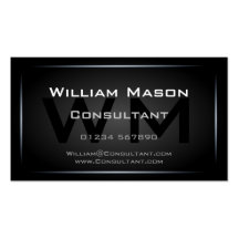 Carte de visite professionnel de monogramme noir -