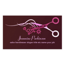 carte de visite rose de ciseaux de cheveux