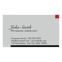 Carte de visite rouge d'assistant de médecin de pi