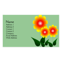 Carte de visite rouge et jaune de la fleur 1