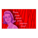 Carte de visite rouge et rose 2 de rétro 60s de co