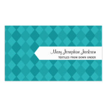 Carte de visite turquoise à motifs de losanges ble