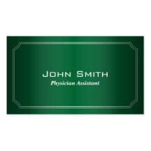 Carte de visite vert classique d'assistant de méde