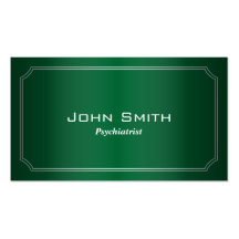 Carte de visite vert classique de psychiatre