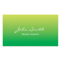 Carte de visite vert mou de thérapeute de massage