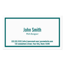 Carte de visite vert turquoise de conception web d