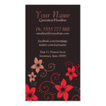 Carte de visite vertical floral tropical de chocol