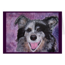 Carte de voeux, acrylique d'art de chien de border