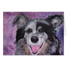 Carte de voeux, acrylique d'art de chien de border