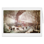 Carte de voeux attachée de train de neige
