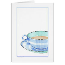 Carte de voeux bleue de tasse de thé