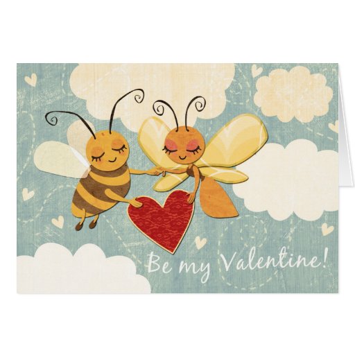 Carte de voeux d'abeille et de papillon de Valenti