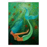 Carte de voeux d'art d'imaginaire de mer verte de 