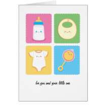 Carte de voeux d'articles de bébé de Kawaii cartes