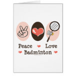 Carte de voeux de badminton d'amour de paix