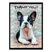 Carte de voeux de bouledogue français de Merci