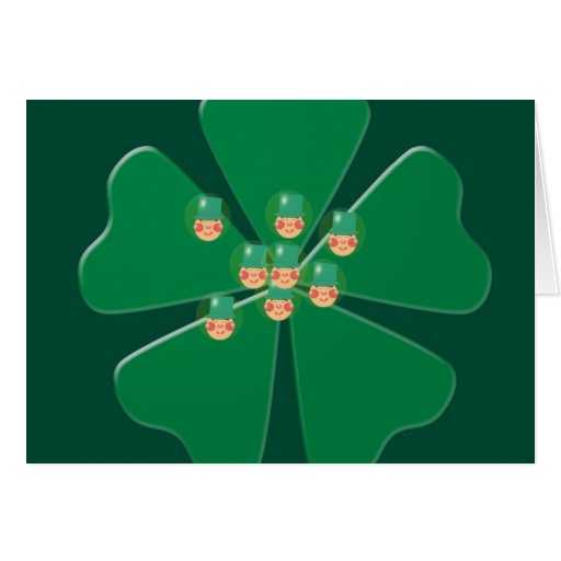 Carte de voeux de bulles de shamrock et de lutin