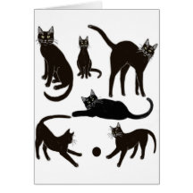 Carte de voeux de chats noirs