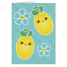 Carte de voeux de Kawaii de fleur de citron