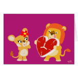 Carte de voeux de lions d'amour