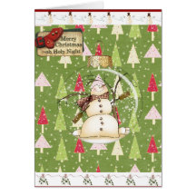 Carte de voeux de Noël de bonhomme de neige