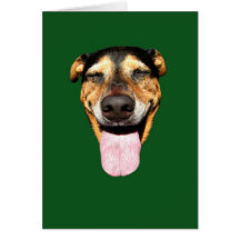 Carte de voeux de sourire de chien (blanc à l'inté