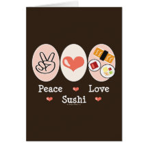 Carte de voeux de sushi d'amour de paix