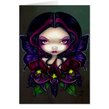Carte de voeux féerique "d'orchidée noire"