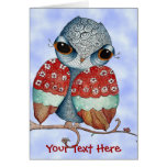 Carte de voeux grincheuse lunatique de hibou