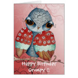 Carte de voeux grincheuse lunatique de hibou