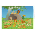 Carte de voeux mignonne de famille de lion de band cartes