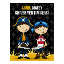 Carte de voeux mignonne de pirates cartes postales