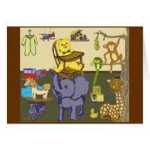 Carte de voeux orientée de jouets de crèche de béb