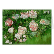 Carte de voeux rose de roses de Van Gogh