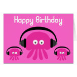 Carte de voeux rose géniale d'anniversaire du DJ d