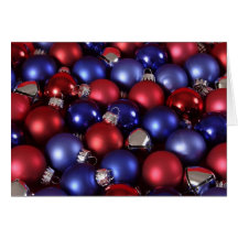 Carte de voeux rouge et bleue vierge de boules de 