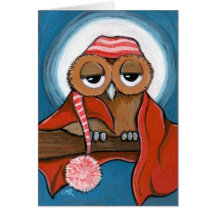 Carte de voeux somnolente de hibou