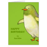 Carte de voeux verte de pingouin (personnalisable)