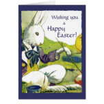 Carte de voeux vintage de Pâques - lapin préparé