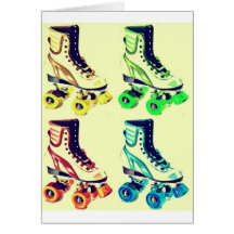 Carte de voeux vintage de patins de rouleau
