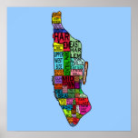 Carte de voisinages de Manhattan Poster