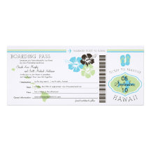 Carte d'embarquement de mariage vers Hawaï Faire-part