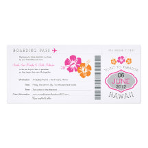 Carte d'embarquement de mariage vers Hawaï Invitations Personnalisées